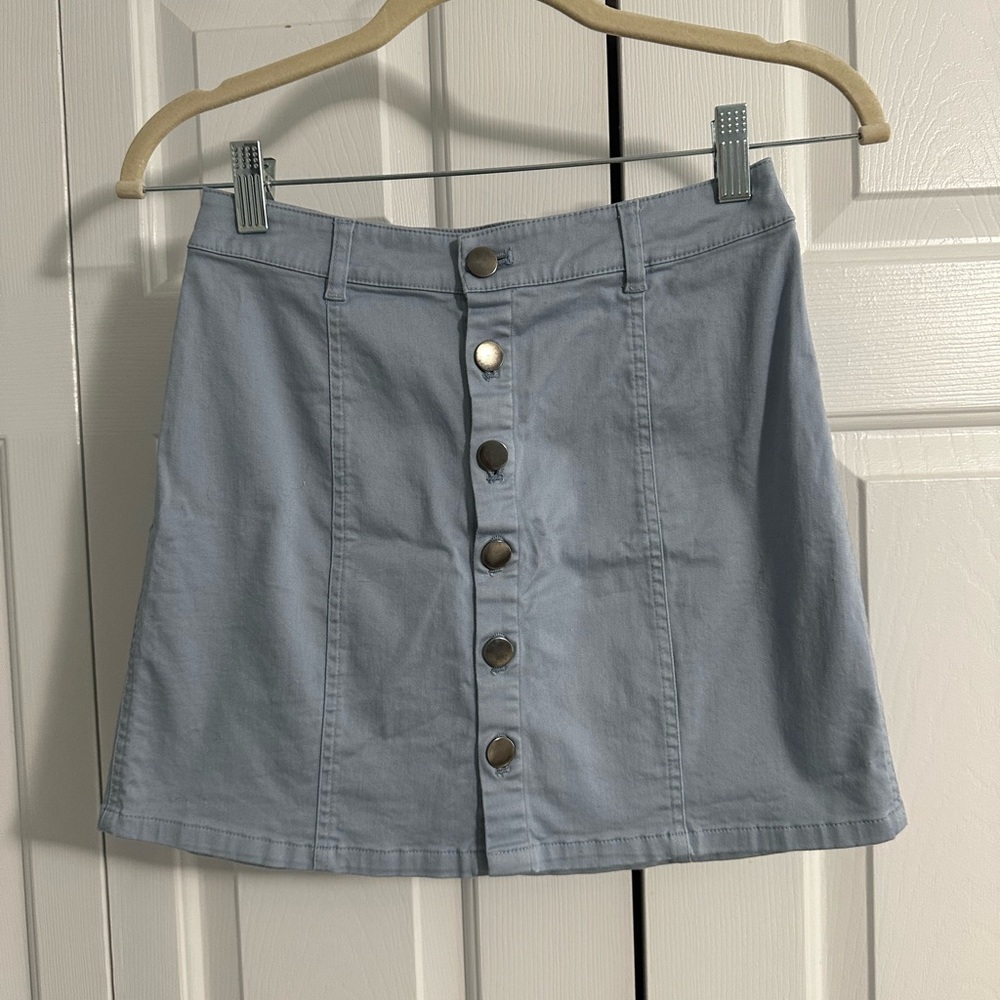 Forever 21 Pale Blue Button-Front Mini Skirt